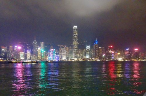 Kowloon waterfront light show.